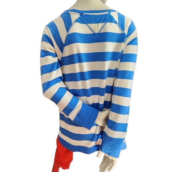 Tommy Hilfiger Sport Pullover Striped Top Womens XL Blue & White Long Sleeves - Picture 5 of 11